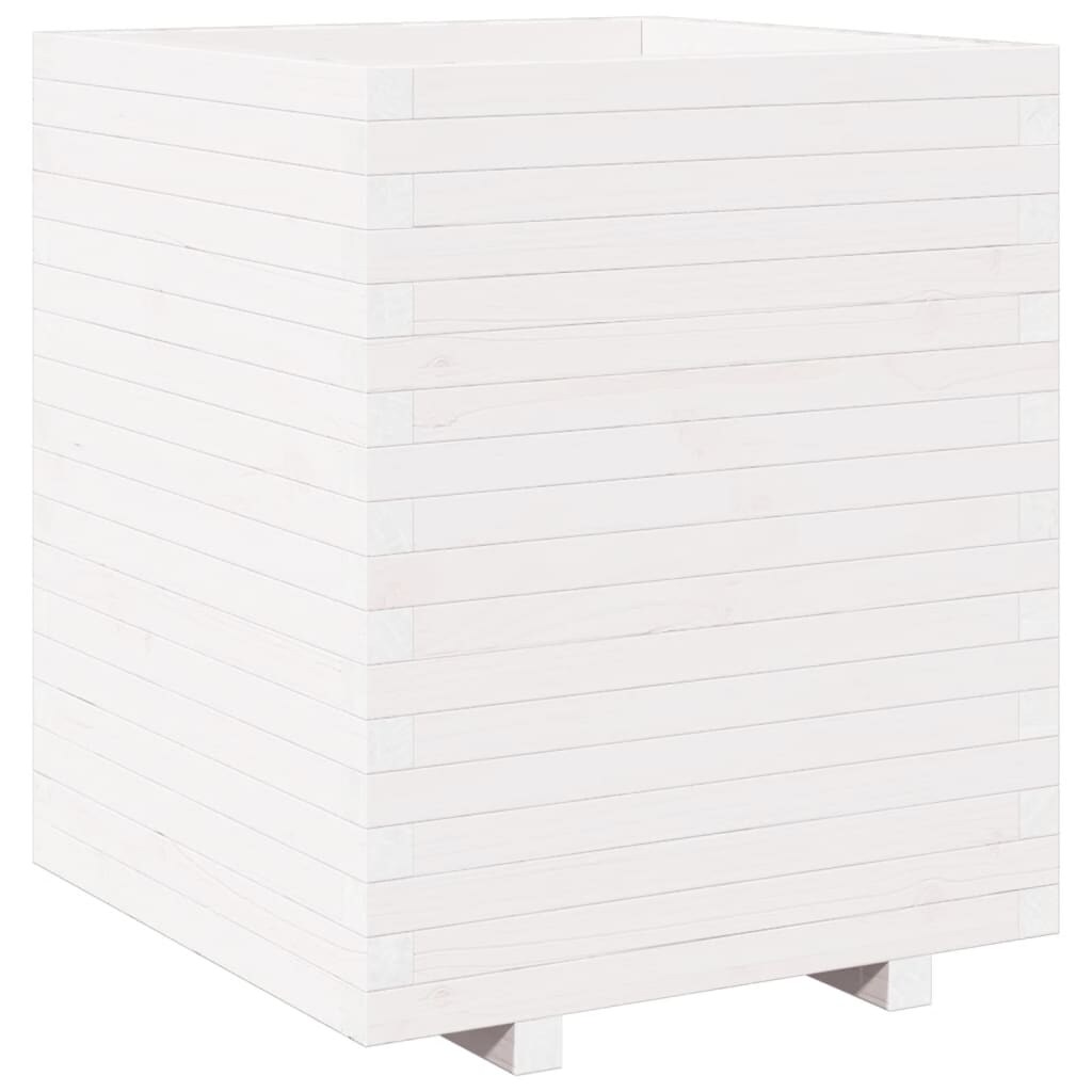 vidaXL Pflanzkübel Weiß 60x60x72,5 cm Massivholz Kiefer Image