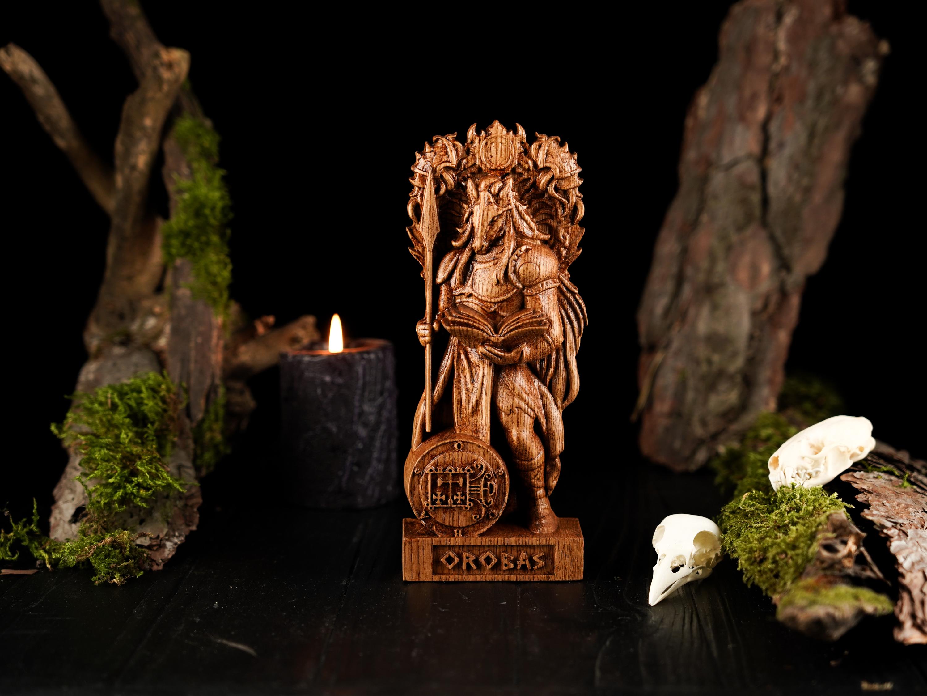 Statua del demone Orobas, Orobas Goetia, Figurina del demone Goetia, Decorazione occulta per altare pagano, Statua del demone, Decorazione mistica pag