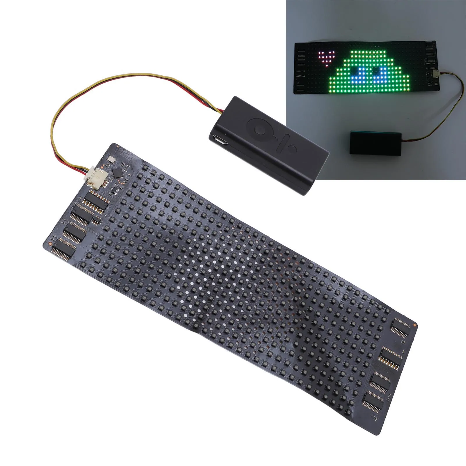 Flexibles LED-Schild, flexibles LED-Display, 12 x 32 Auflösung, APP-Steuerung, HD-Vollfarb-LED-Schild, Bildschirm für Tasche, Hut, Brille, 158,5 x 58 mm Image