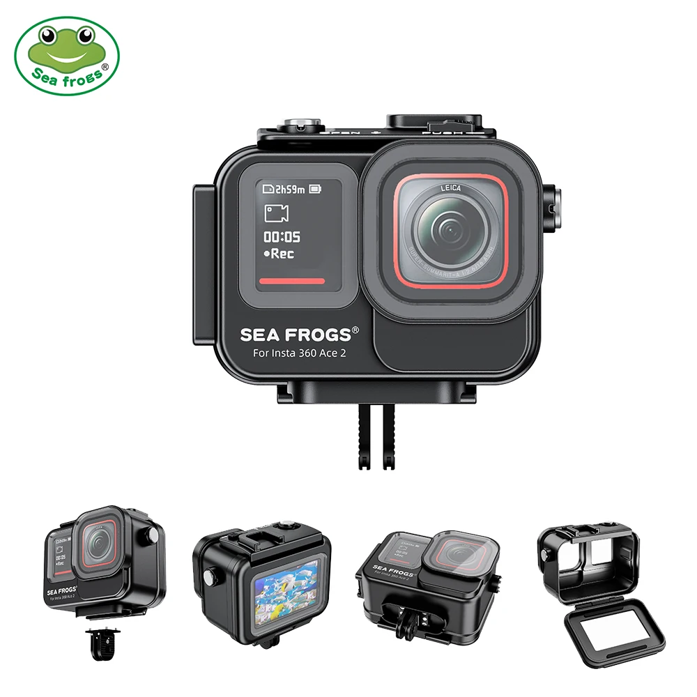 Seafrogs 60 m wasserdichtes Gehäuse aus Aluminiumlegierung, Tauchgehäuse für Insta 360 ACE 2/360 ACE, kompatibel mit Videoleuchten und Griffen Image