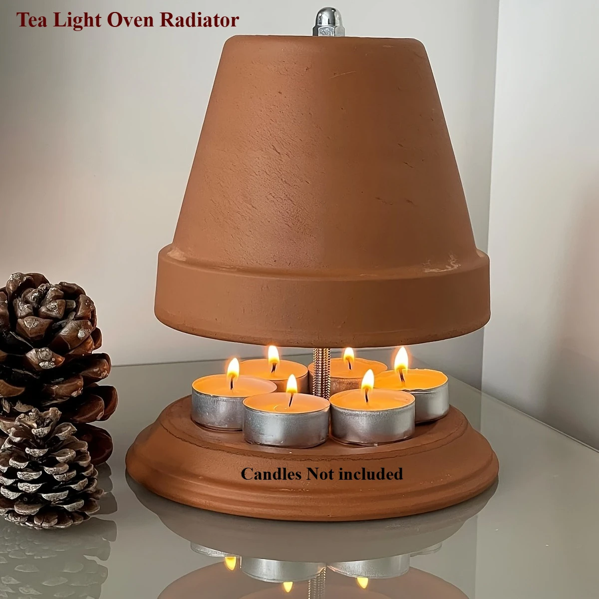 Doppelwandiger Teelicht-Ofenheizkörper – Terrakotta-Kerzenheizung, kompatibel mit Teelichtern, für Wohnzimmer, Esszimmer, Büro Image
