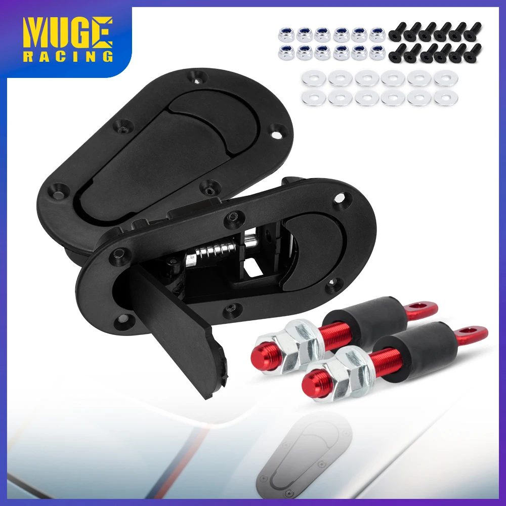 MUGE-2Pcs Universal Racing Auto Unterputz Schnellspanner Haubenverriegelungsstift Keine Schlüsselverriegelungssatz Schwarz ENL031 Image