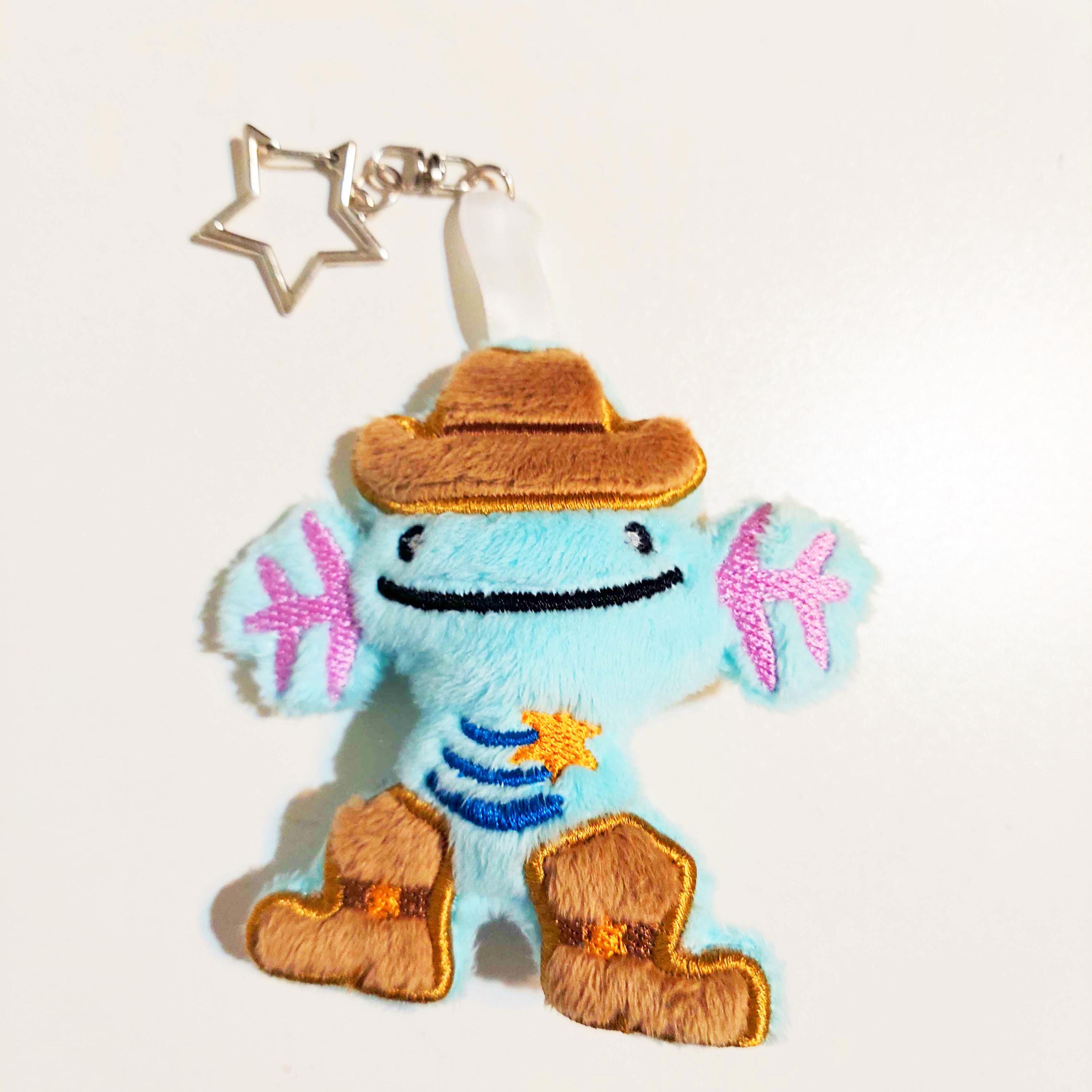 Portachiavi di peluche di Cowboy Wooper dei Pokémon [Pronto per la spedizione] Regalo divertente da collezione ispirato agli anime, fatto a mano