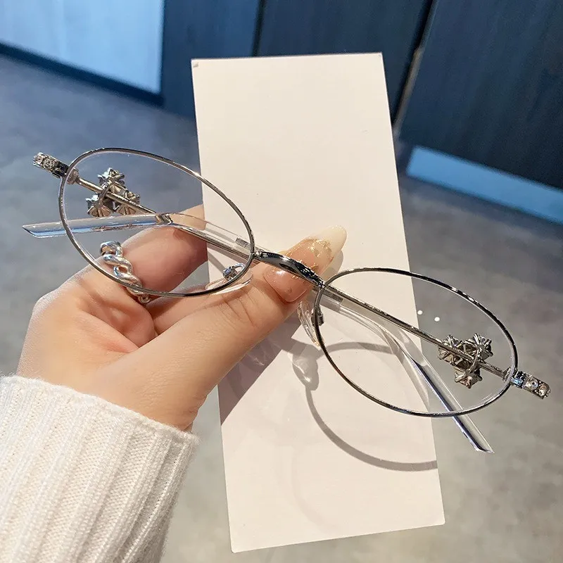 Korea Oval Anti-blaues Licht Gläser Rahmen Frauen Kein Make-Up Plain Gläser Männer Brillen Nette Dekorative Computer Gläser Image