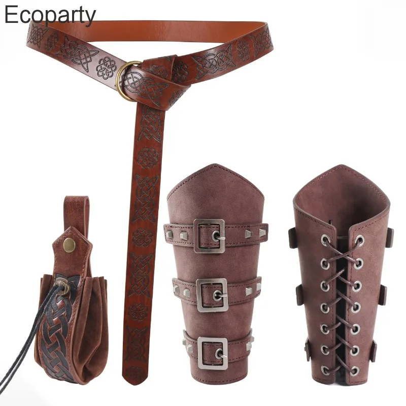 Mittelalterliche Rüstung Männer Cosplay Armstulpen Schnürung Wikinger Piratenritter Handschuh Armband Armschiene Steampunk Zubehör Cosplay Prop Image