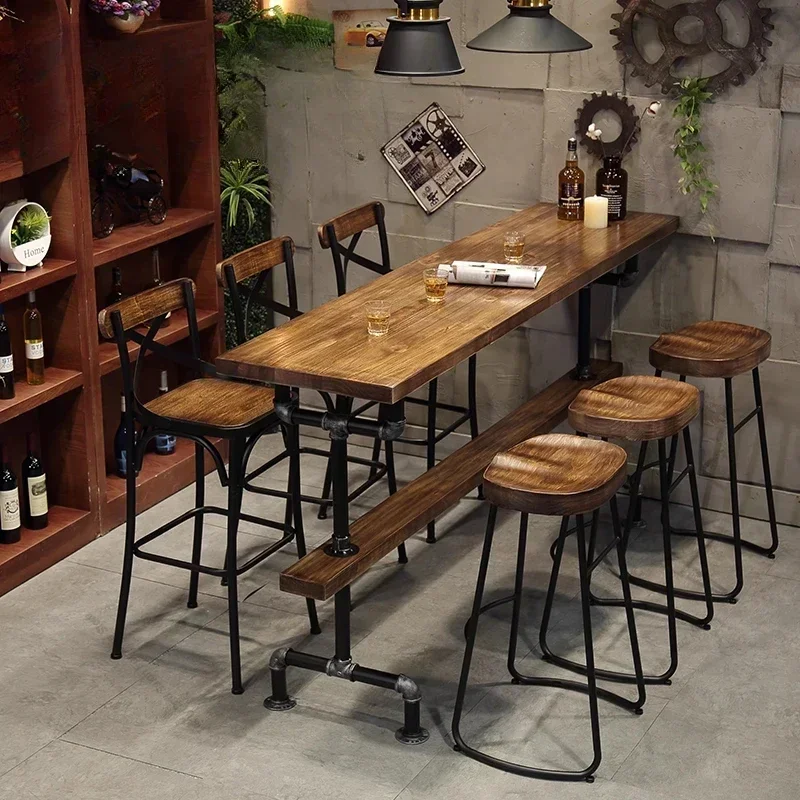 Im Freien Balkon Bartisch Inländischen Streifen Massivholz Schlanke Gegen Die Wand Bartisch Kaffee Hohe Nordic Möbel Mesa Alta FYBT Image