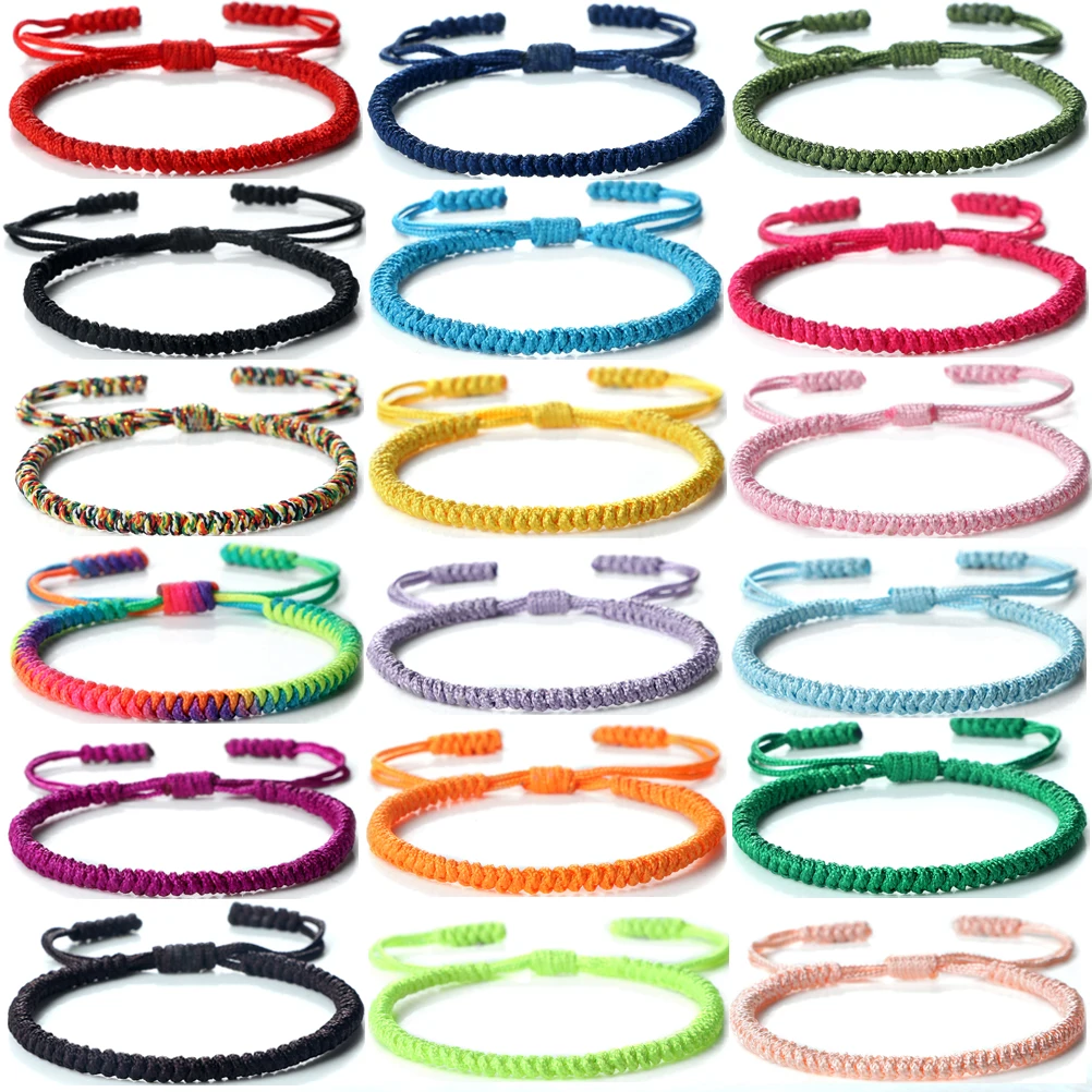 Handgefertigte geflochtene Armbänder für Damen und Herren, verstellbares rotes Knoten-Schnur-Armband, Amulett zum Schutz, Paar-Armband, Schmuck, Geschenk Image