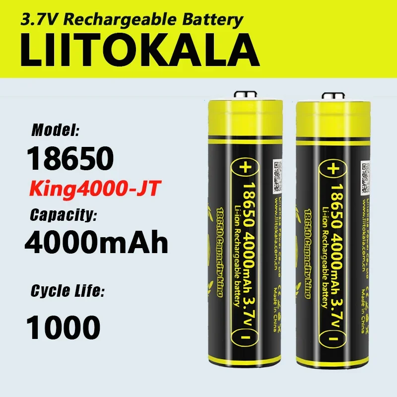 1–20 Stück LiitoKala Lii-King4000 18650 4000 mAh Akku mit höchster Kapazität, original 3,6 V wiederaufladbare Batterien für Taschenlampen Image