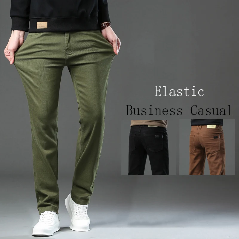 3 farben Plus Größe Herren Kleidung Dünne Jeans Mode Lose Gerade Business Casual Stretch Denim Hosen Männliche Marke Hosen 28-44