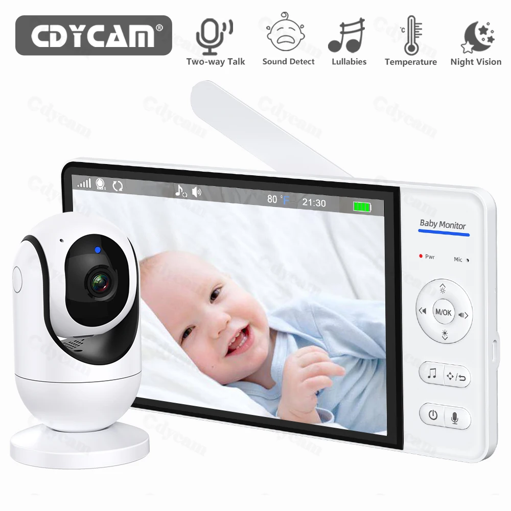 7 Zoll Wireless Babyphone 5000 mAh Akku Kein WiFi 4X Zoom Kinderschutz Überwachungsvideokamera 2-Wege-Audio Nachtsicht Image