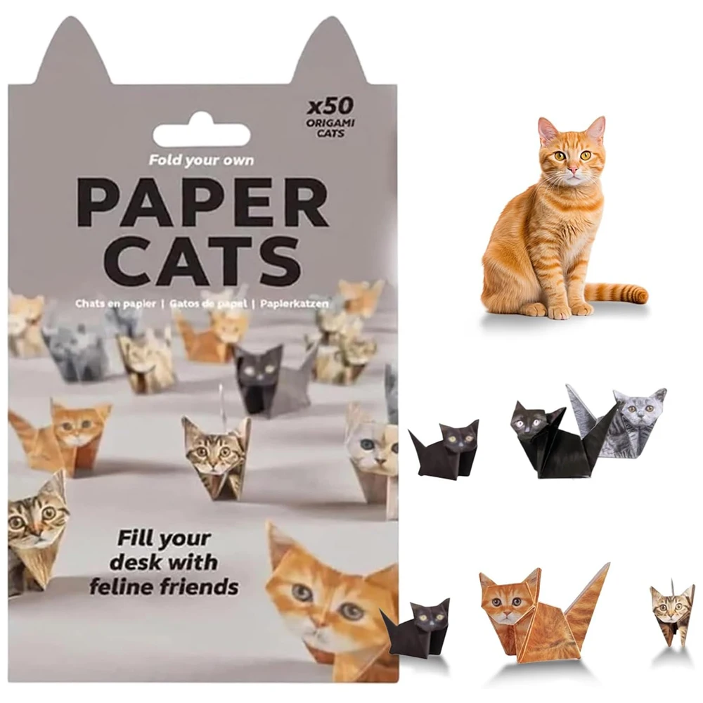 Créatif bricolage papier chats 50 feuilles bricolage Origami papier à la main bricolage papier chat chien dinosaure amusant Art artisanat pliant Animal pliant ensemble