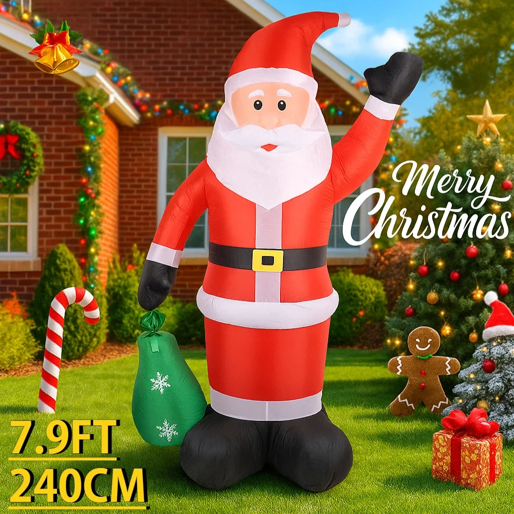 7,9 Fuß aufblasbares Spielzeug Weihnachtsmann Geschenktüte Weihnachten Hof Rasen Party Dekoration mit LED-Leuchten Weihnachten Home Supplies Ornament Geschenk Image