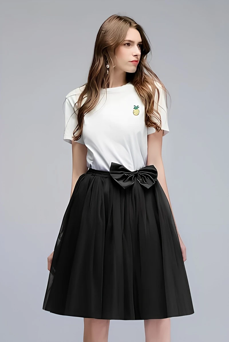 Damen Tutu Röcke Midi Mehrschichtiger Tüll Mehrfarbige Schleife Elastische Taille Halbrock Petticoat Rockabilly Ballkleid Unterrock