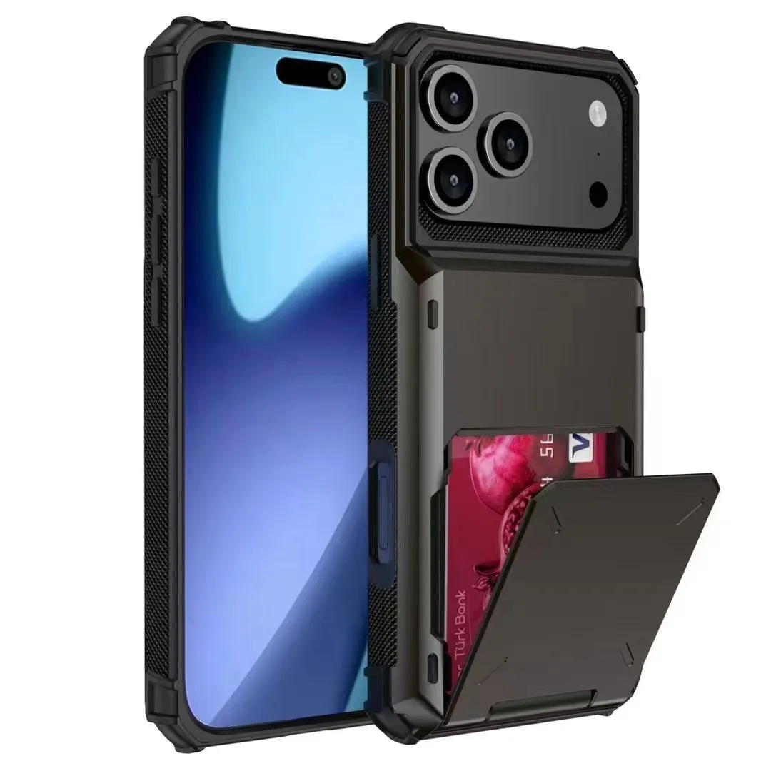 Custodia a portafoglio per iPhone 17 Pro MAX 16 15 14 13 12 Mini 11 X XS Plus 16Plus 17Air Armor Slot per schede Flip Tasca nascosta Cover rigida per PC