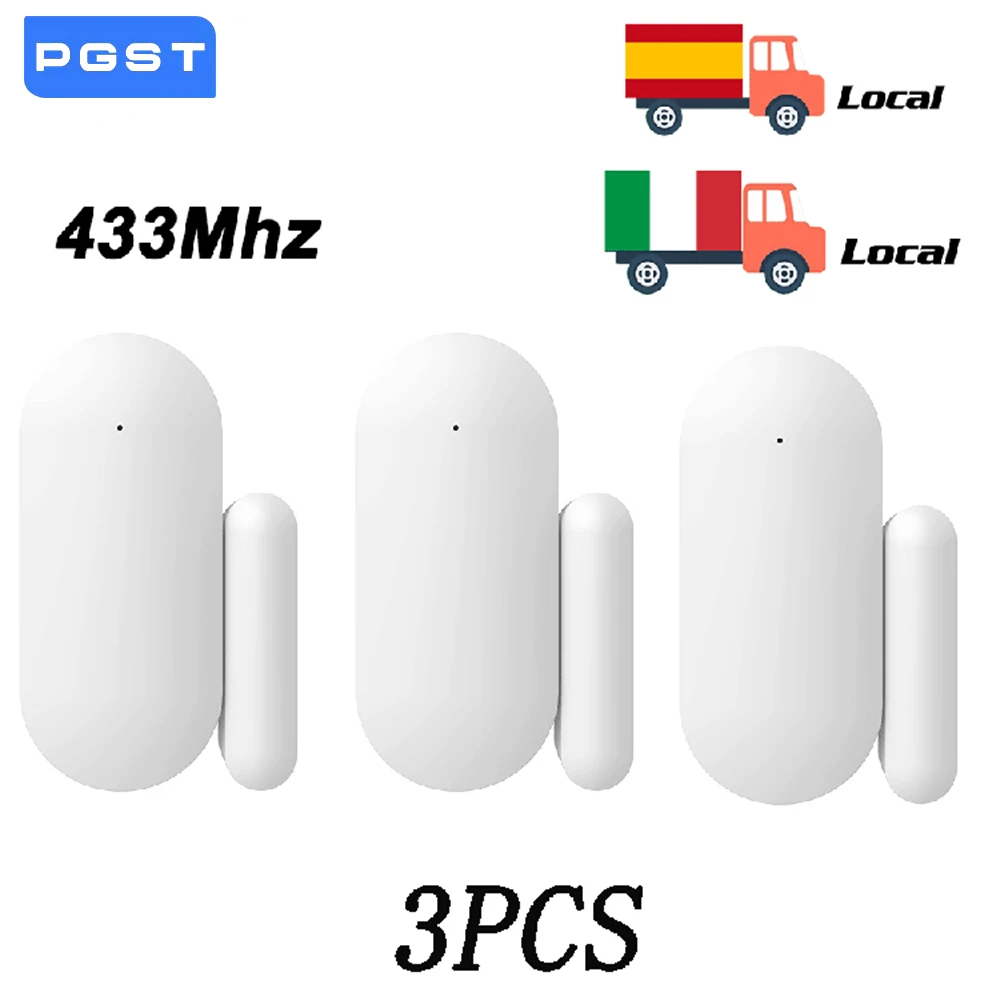 Sensore porta wireless PGST 433 MHz Sistema di sicurezza allarme intelligente Avvisi porta finestra Connettiti all'host dell'allarme