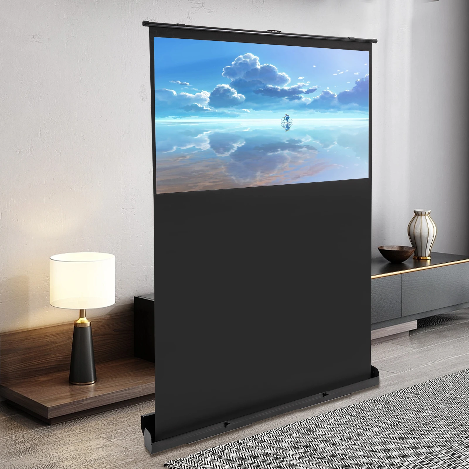 Pull-Screen-Projektion auf dem Boden um 60" 16:9 Pull-up-Projektionsleinwand Tragbare Projektionsleinwand zum Teilen von HD-Aufnahmen Image