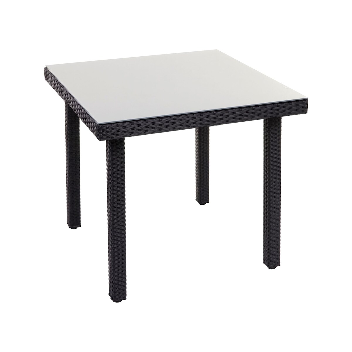 Mendler Poly-Rattan Gartentisch Cava, Esstisch Beistelltisch Tisch mit Glasplatte, 80x80cm ~ schwarz Image