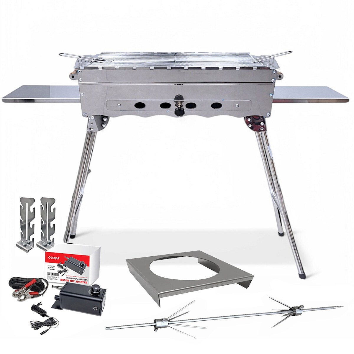 Grillpeter Mangal Khan Edelstahl Döner Hähnchen Drehspieß Kasanablage Image