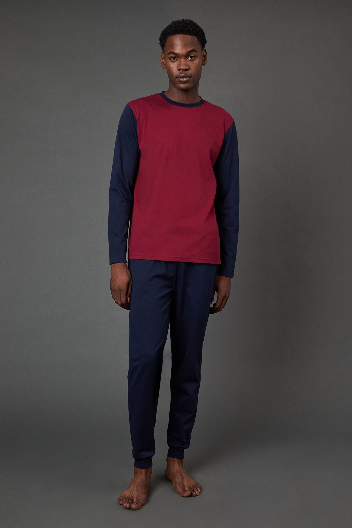 Burton Mens Navy & Burgundy Long Sleeve and Jogger Set Cotton - Size X-large | Burton Sale | Discount Designer Brands