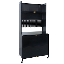 Mendler Küchenschrank HWC-O53, Küchenregal Schrank Arbeitsplatte Schrankfächer rollbar Metall 175x80x42cm ~ schwarz Image