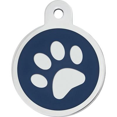 Quick-Tag Paw Circle Personalized Engraved Pet ID Tag, Blue, Large