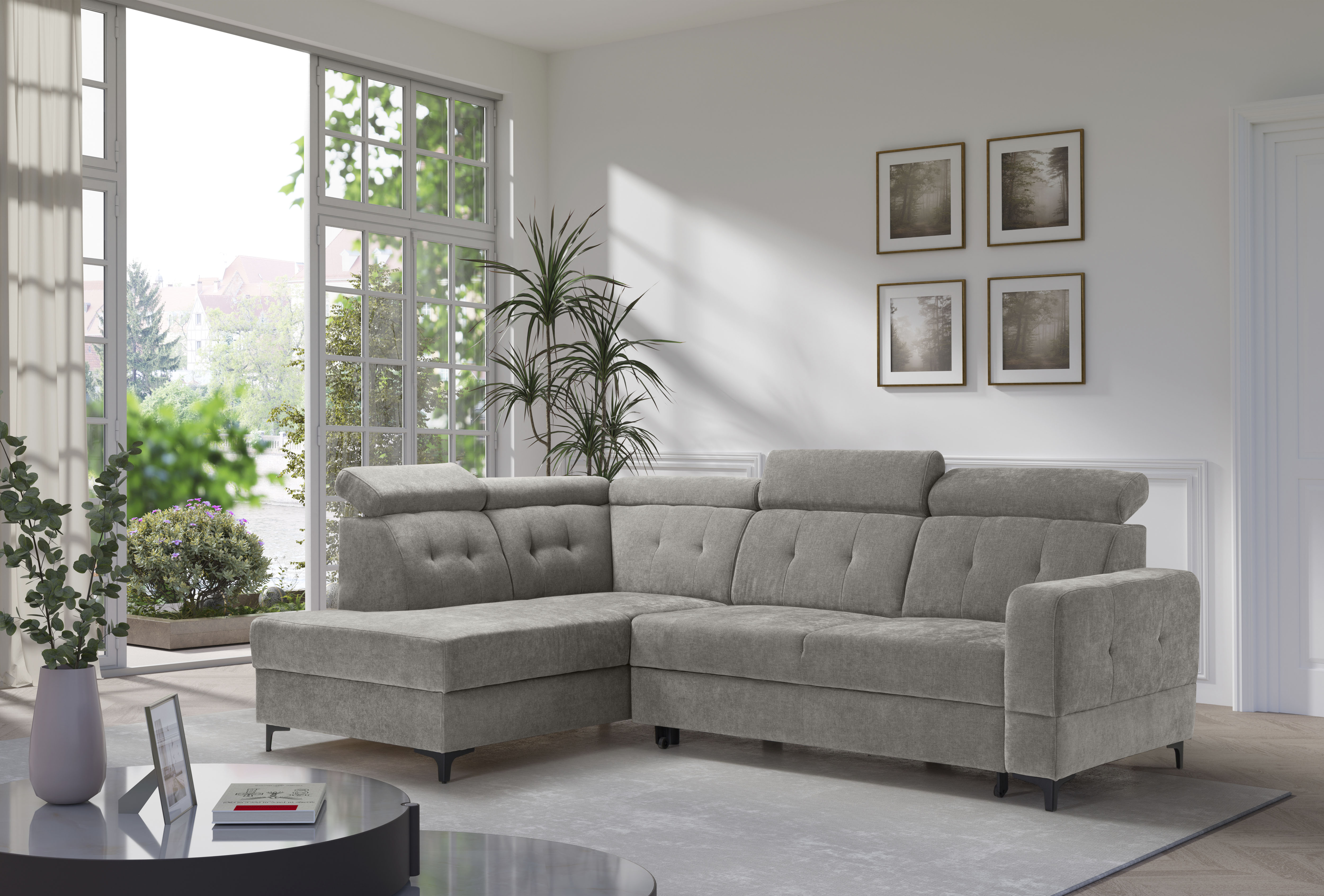Ecksofa EXXPO - SOFA FASHION "Monte, Kopfteile verstellbar, optional mit Bettfunktion & Bettkasten", cappuccino, B:254cm H:100cm T:182cm, Sofas, Ecksofa, L- Form, mit Kopfteilverstellung, optional Bettfunktion und Bettkasten