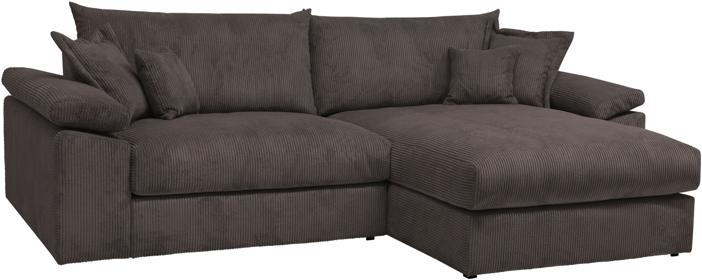 Ecksofa HOME AFFAIRE "Soft&Cosy XXL L-Form, B: 303 cm - OTTO. Verlässliche Qualität.", dunkelbraun, B:303cm T:187cm, 100% Polyester, Sofas, Ecksofa, Mega-Sofa, Cord oder Chenille-Struktur, mit Federkern & 4 Zierkissen, Topseller