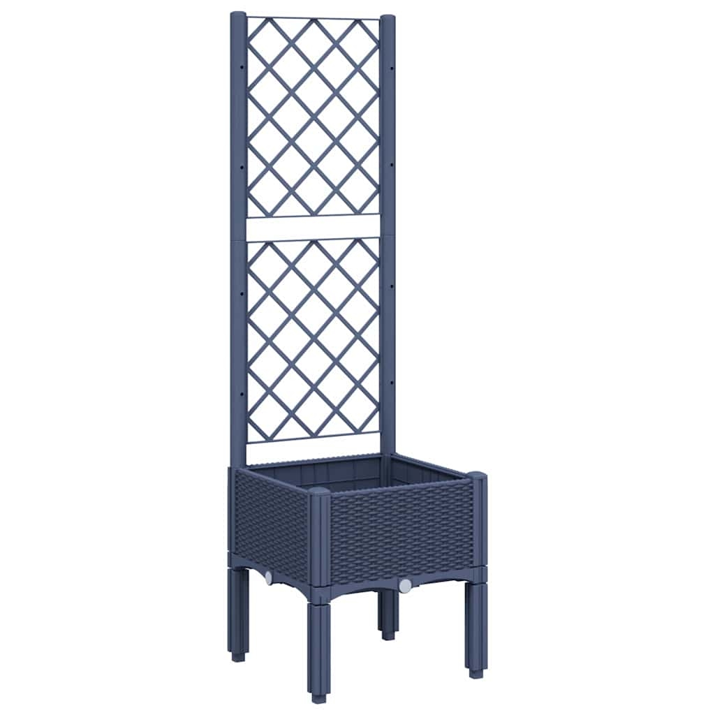 vidaXL Pflanzkübel mit Rankgitter Blaugrau 40x40x142 cm PP Image