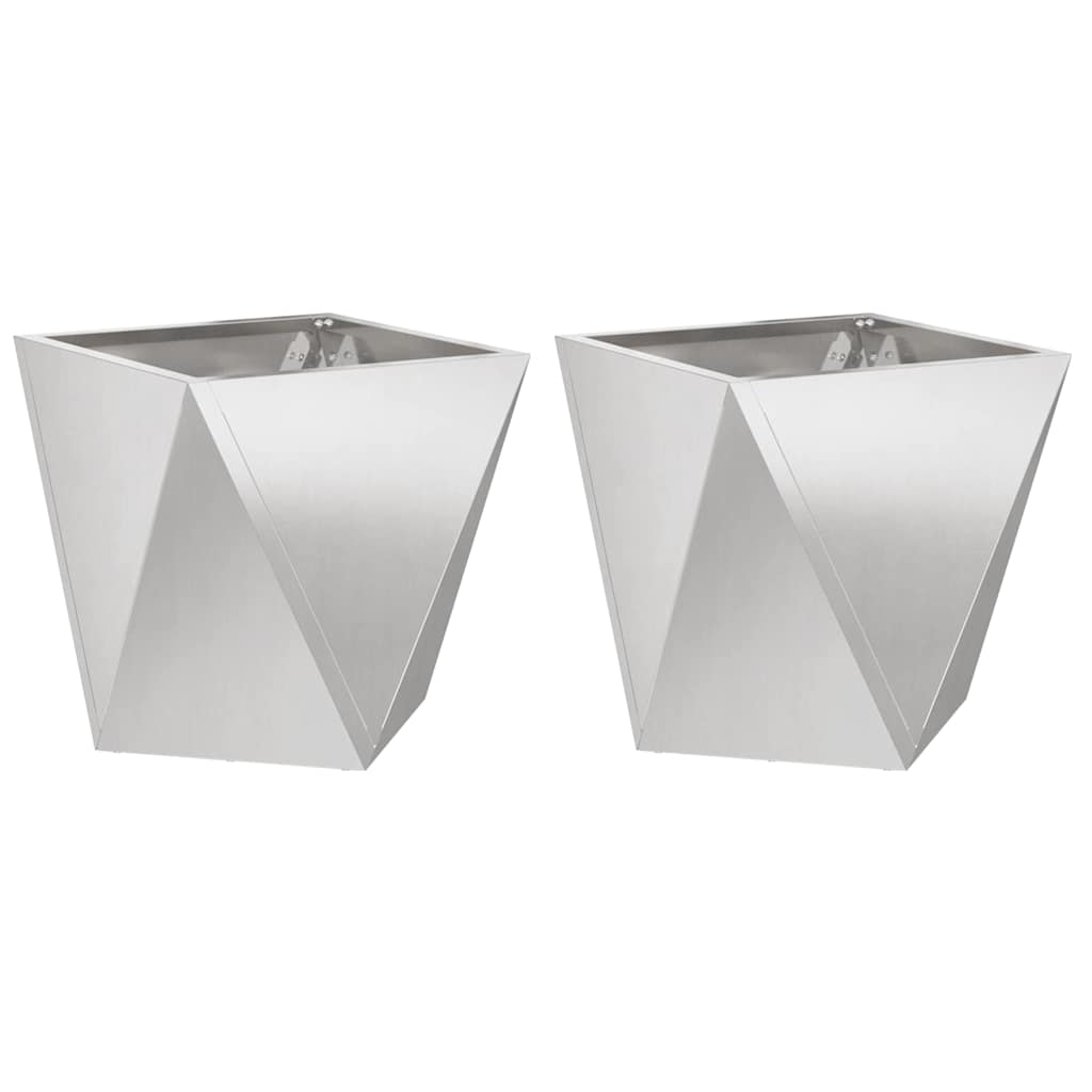 vidaXL Pflanzkübel 2 pcs Silber 40 x 40 x 40 cm Edelstahl Image