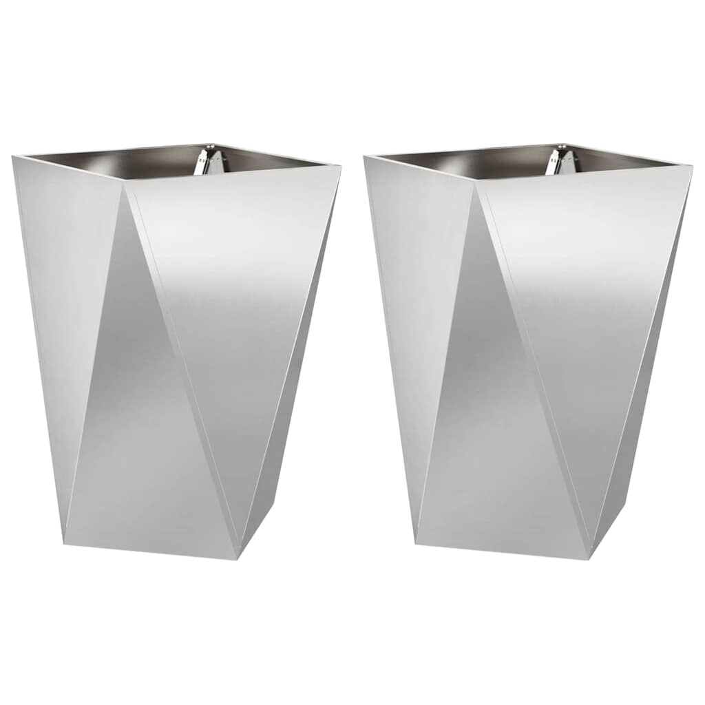 vidaXL Pflanzkübel 2 pcs Silber 50 x 50 x 75 cm Edelstahl Image