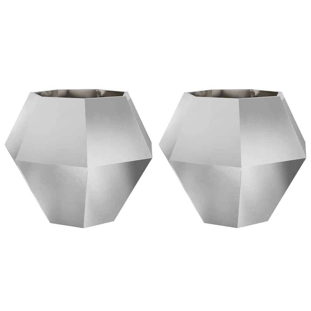 vidaXL Pflanzkübel 2 pcs Silber 100 x 100 x 80 cm Edelstahl Image