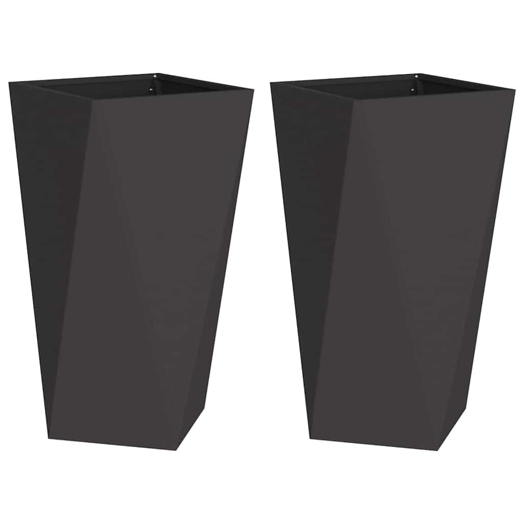 vidaXL Pflanzkübel 2 pcs Schwarz 40 x 40 x 75 cm Stahl Image