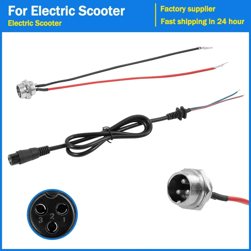 3 PIN Kopf Runde Drei-loch Ladegerät Port Stecker Buchse für Elektrische Roller Batterie Ladegerät Port 3 Pin Inline stecker Teile Image