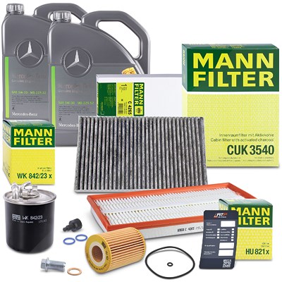 Mann-filter Inspektionspaket Set B + 10l 5W-30 Motoröl [Hersteller-Nr. 40974840] für Mercedes-Benz