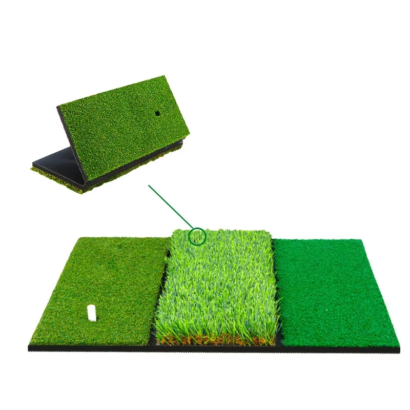 Faltbare 3-in-1-Golf-Schlagmatte für drinnen und draußen, Schwung-Übungs-Trainingshilfe mit Ball-Hitter für den Heimgebrauch Image
