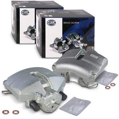 Hella 2x Bremssattel vorne links+vorne rechts [Hersteller-Nr. 41099785] für Audi, Seat, Skoda, VW