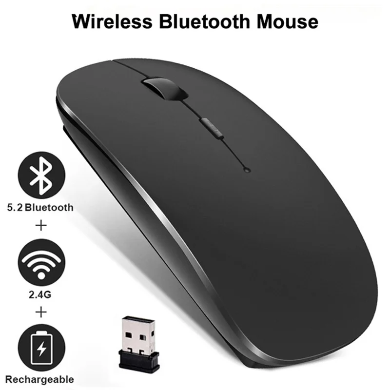 Drahtlose Maus Wiederaufladbare Stille Mäuse Laptops Computer Maus 2,4 Ghz Empfänger Bluetooth Dual Modus Optische Ergonomische Mäuse Für PC Image