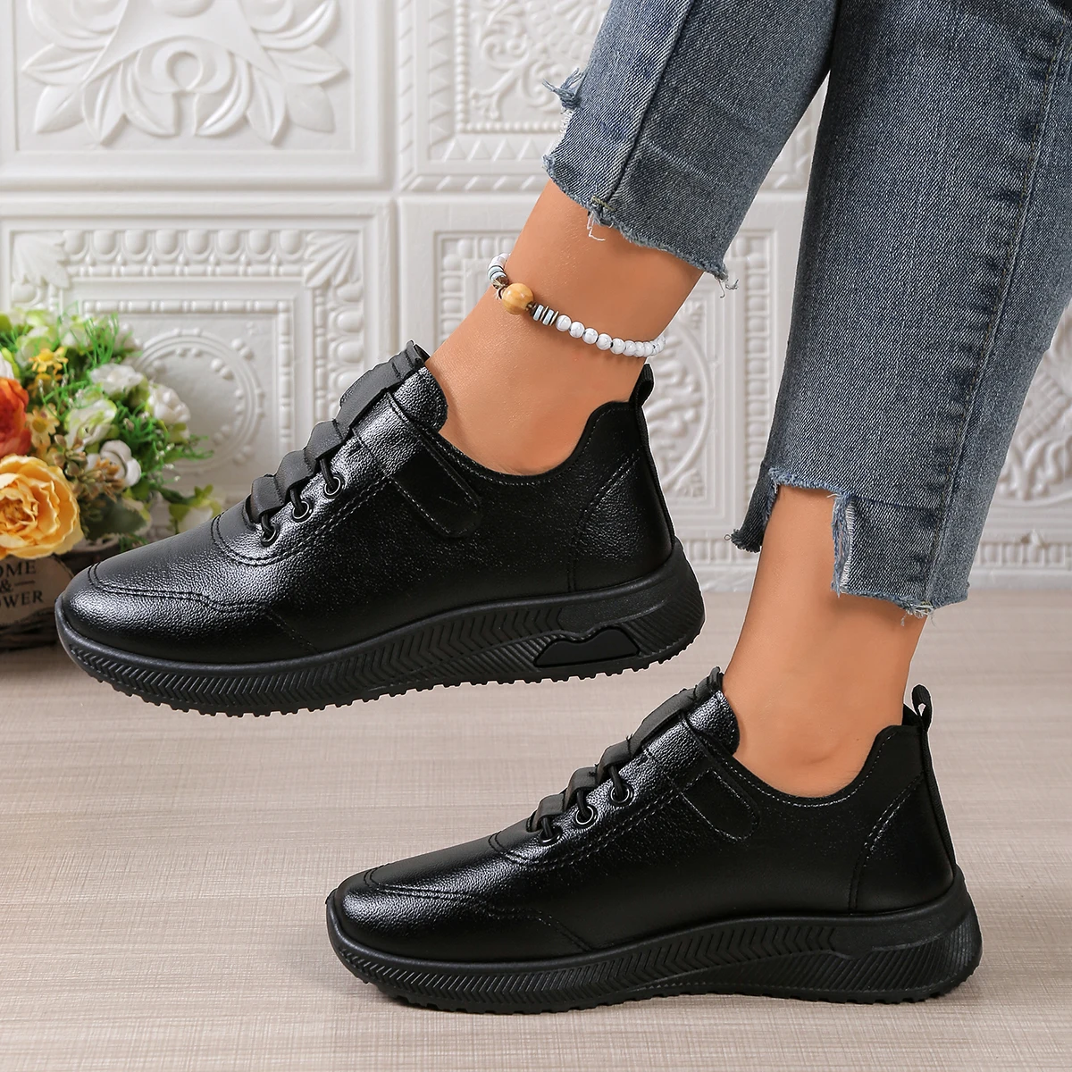 Frühling und Herbst Heißer Verkauf Runde Kappe Elegante Flache Beiläufige frauen Schuhe Modische Neue Flacher Mund Bequeme Sport Schuhe