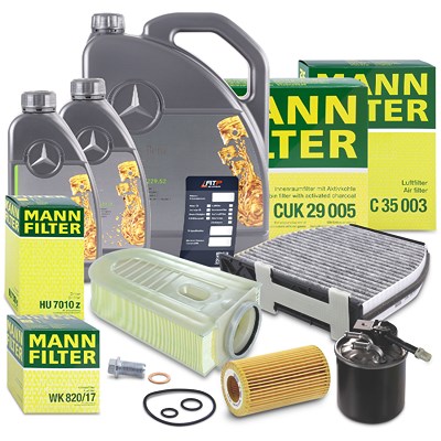 Mann-filter Inspektionspaket Set B + 7l 5W-30 Motoröl [Hersteller-Nr. 41108994] für Mercedes-Benz