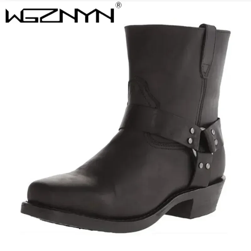 2025 neue Outdoor Männer Western Stiefel Vintage Cowboy Stiefel Männlich Leichte Komfort Ritter Stiefel Herbst Winter Schuhe Große Größe 48