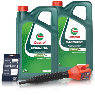 Castrol 10 L MAGNATEC 10W-40 A/B + Ölwechsel-Anhänger + Einfülltrichter [Hersteller-Nr. 15F7D2] Image