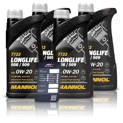 Mannol 4 L Longlife 508/509 0W-20 + Ölwechsel-Anhänger [Hersteller-Nr. MN7722-1] Image