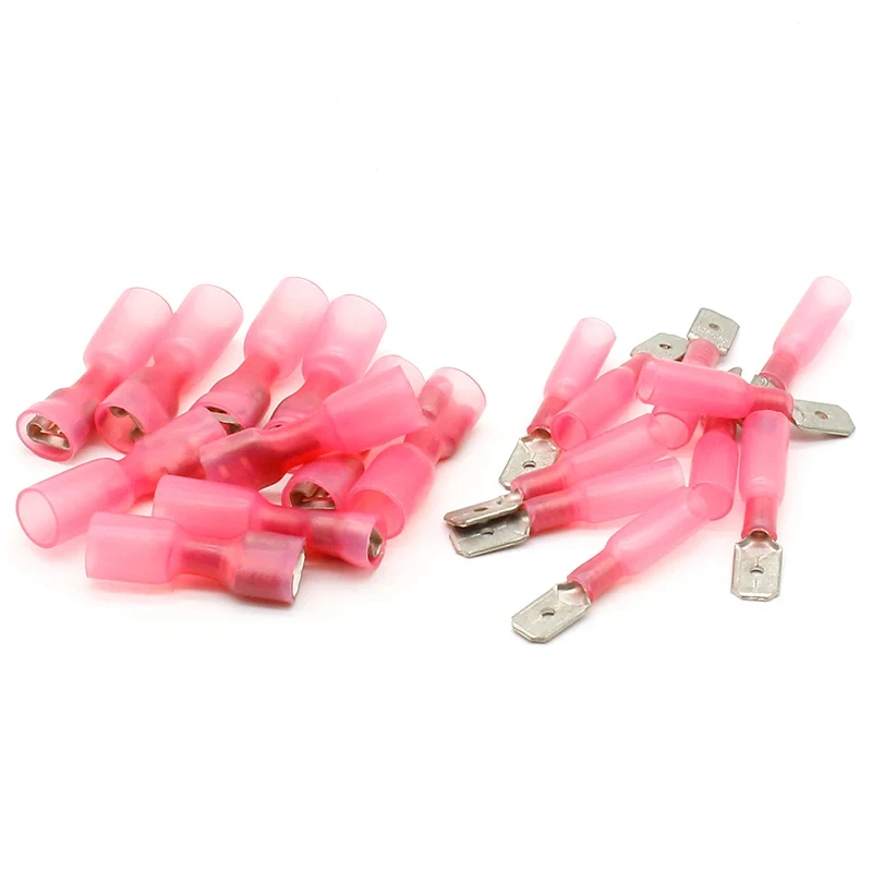 50 stücke FDD1-250 * 25 stücke MDD1-250 * 25 stücke 22-16AWG Isolierte Spaten Crimp Draht Kabel Stecker wasserdicht Thermische schrumpf terminal Image