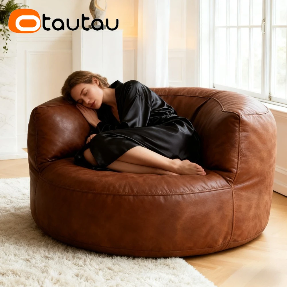 OTUATUA 4ft Big Synthetic Leather Bean Bag Cover Lounger Pouf Bed SF516【Kein Füllmaterial innen! Sie benötigen den Füller selbst!】
