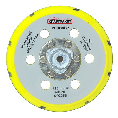 Dino Kraftpaket Ø 125 mm Stützteller mit Klett - M8 Gewinde mit Spezialadaption [Hersteller-Nr. 640258] Image