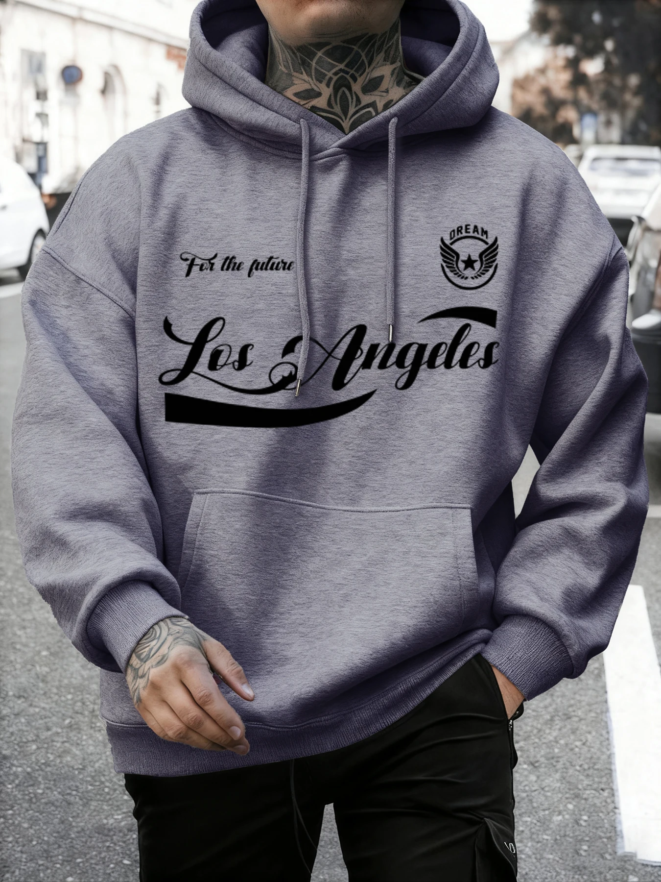 American Dream City Printing Herren Pullover Fleece Mode Sweatshirt All-Match Herbst Top Unisex Vintage Lose Langarm