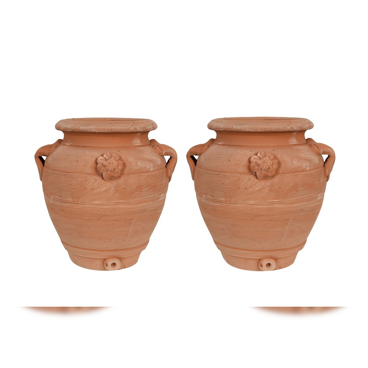 BISCOTTINI INTERNATIONAL ART TRADING Biscottini Set 2 Blumentöpfe für den Innenbereich 16x16x20 cm - Runder Terrakotta-Topf - Blumenkasten für den Außenbereich - Blumentopf für den Balkon Image