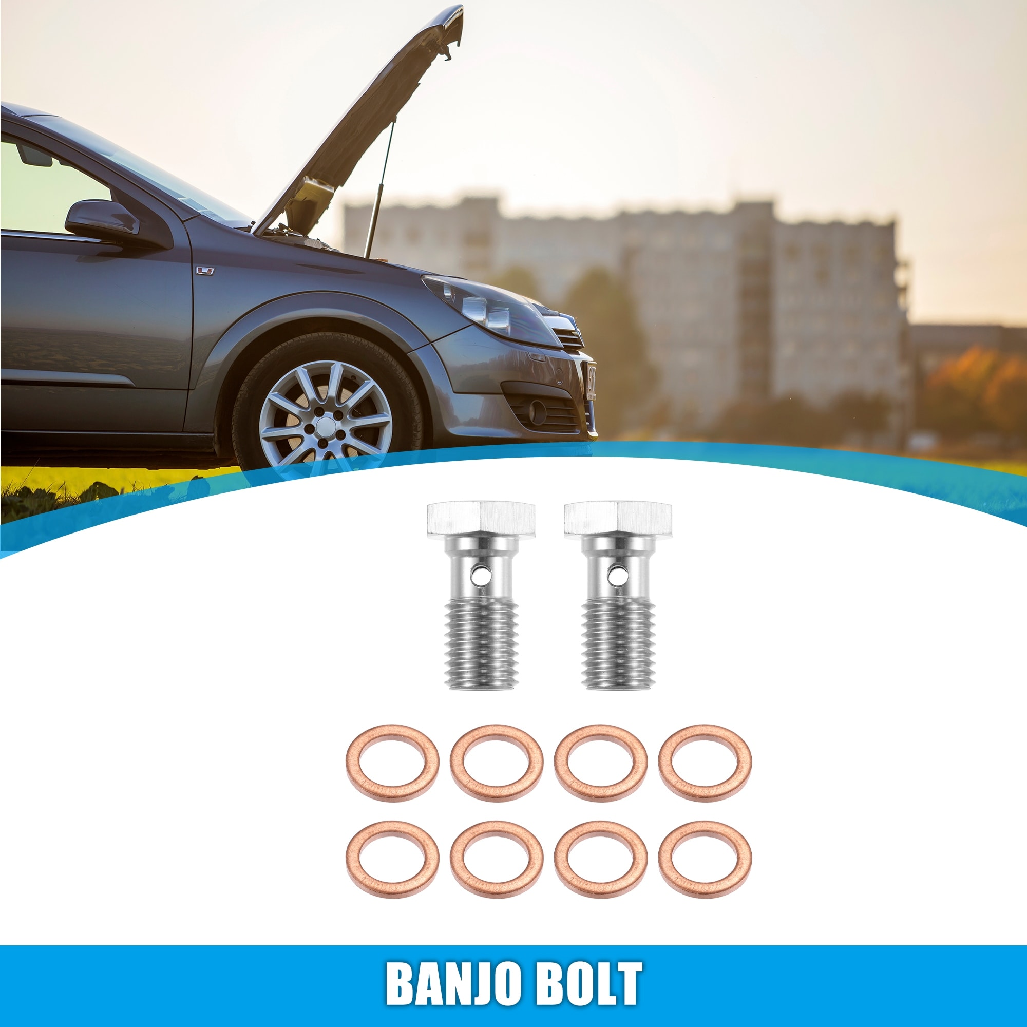 2pcs Stainless Steel Thread Turbo Brake Line Banjo Bolt with Copper Washers Single Banjo Bolt 20mm Length