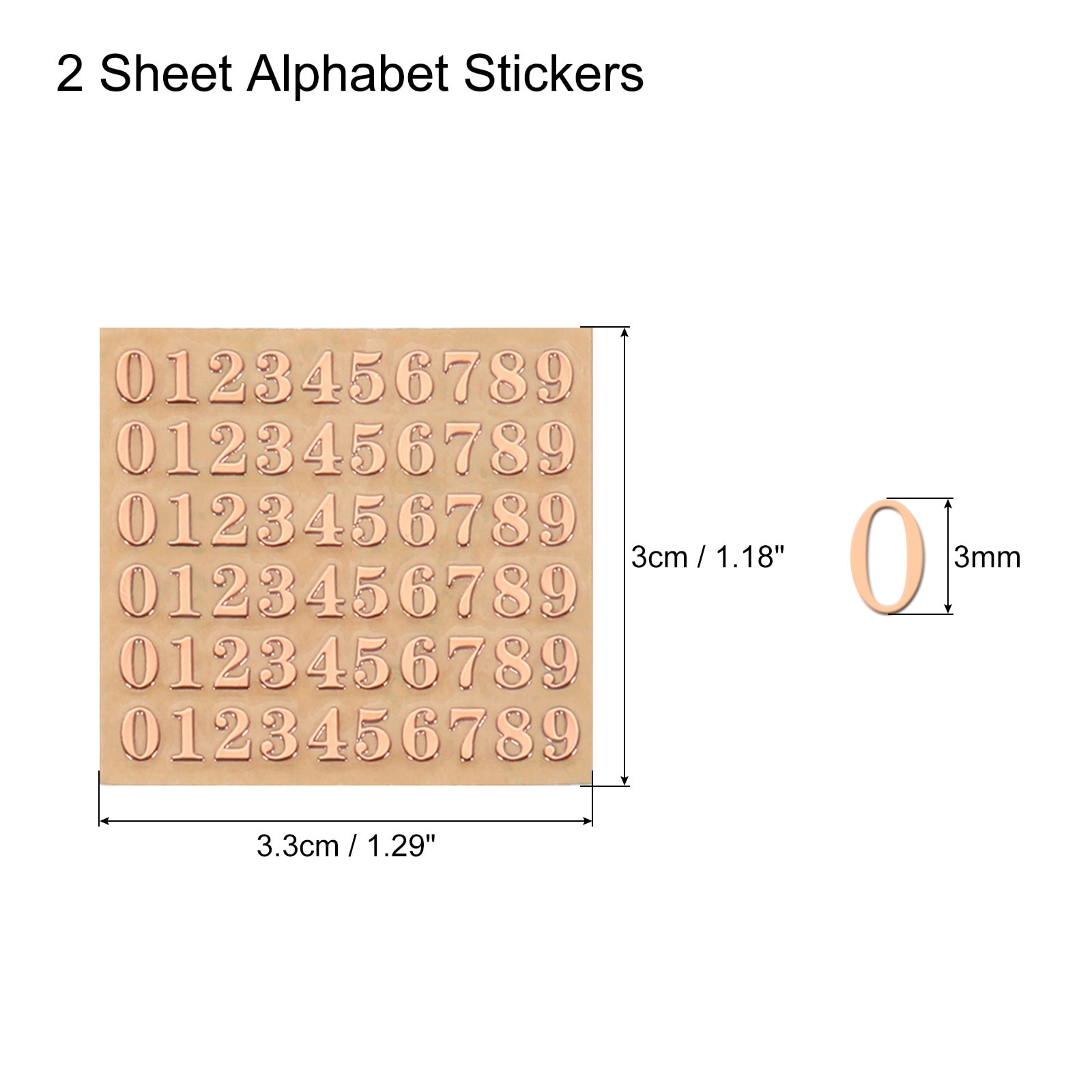 Number Resin Stickers 3D Small 1 to 9 Mini Number Sticker Metallic Sparkle Alloy for Resin Nail Scrapbooking - 3mm