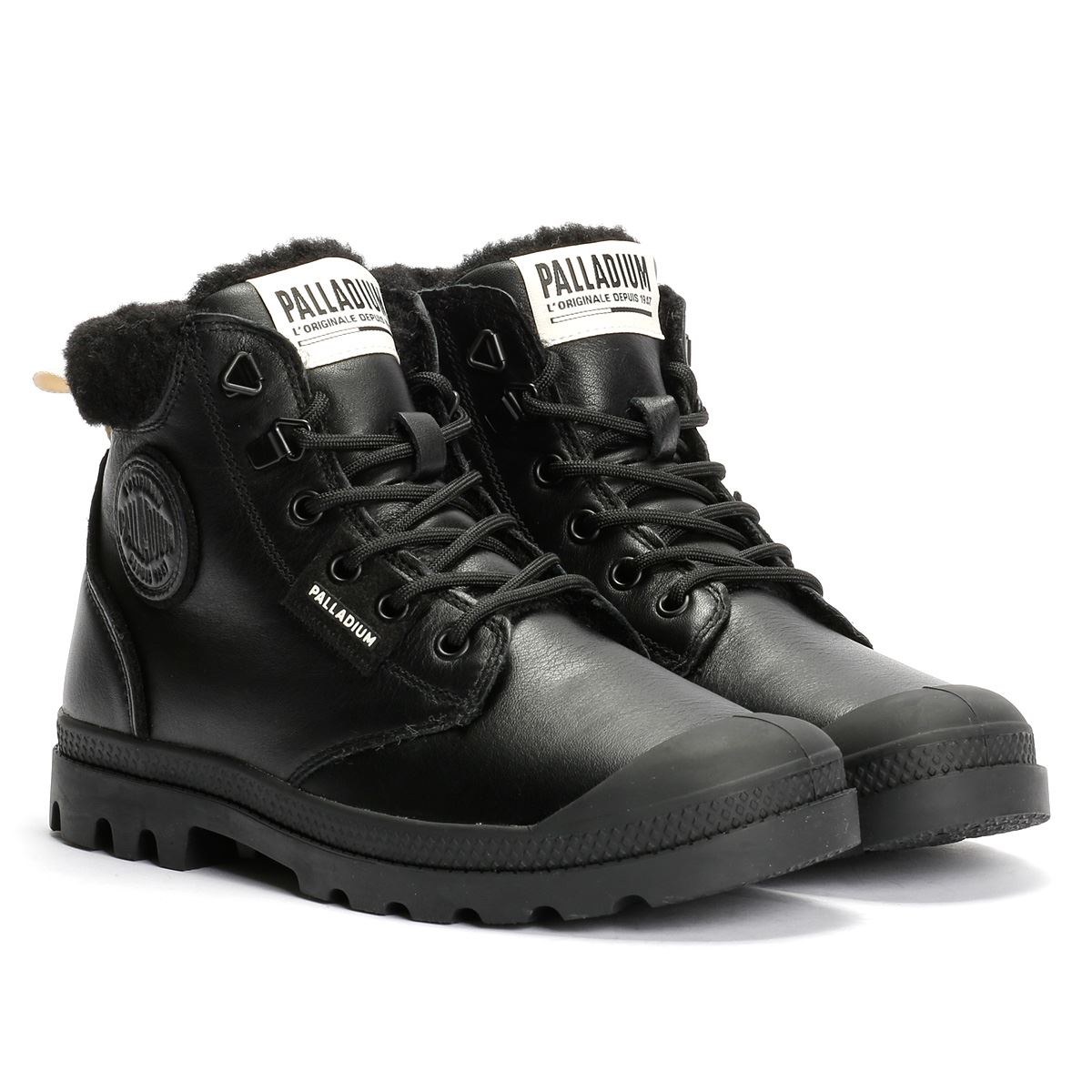 Palladium Pampa HI Snow Warm Leder Damen Schwarze Stiefel